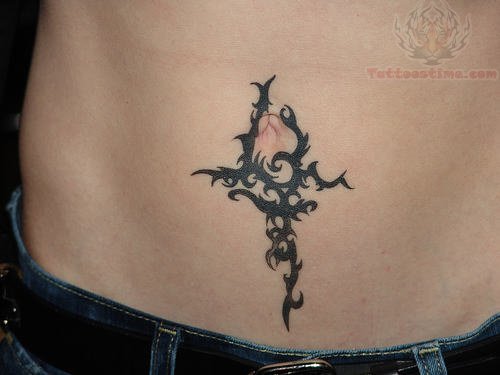 Tribal Outer Belly Button Tattoo
